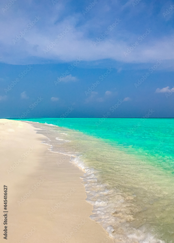 Color gradient at sandbank islands Madivaru Finolhu Rasdhoo Atoll Maldives.