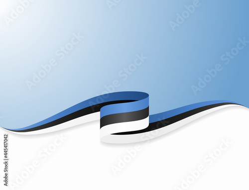 Estonian flag wavy abstract background. Vector illustration.
