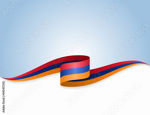 Armenian flag wavy abstract background. Vector illustration.