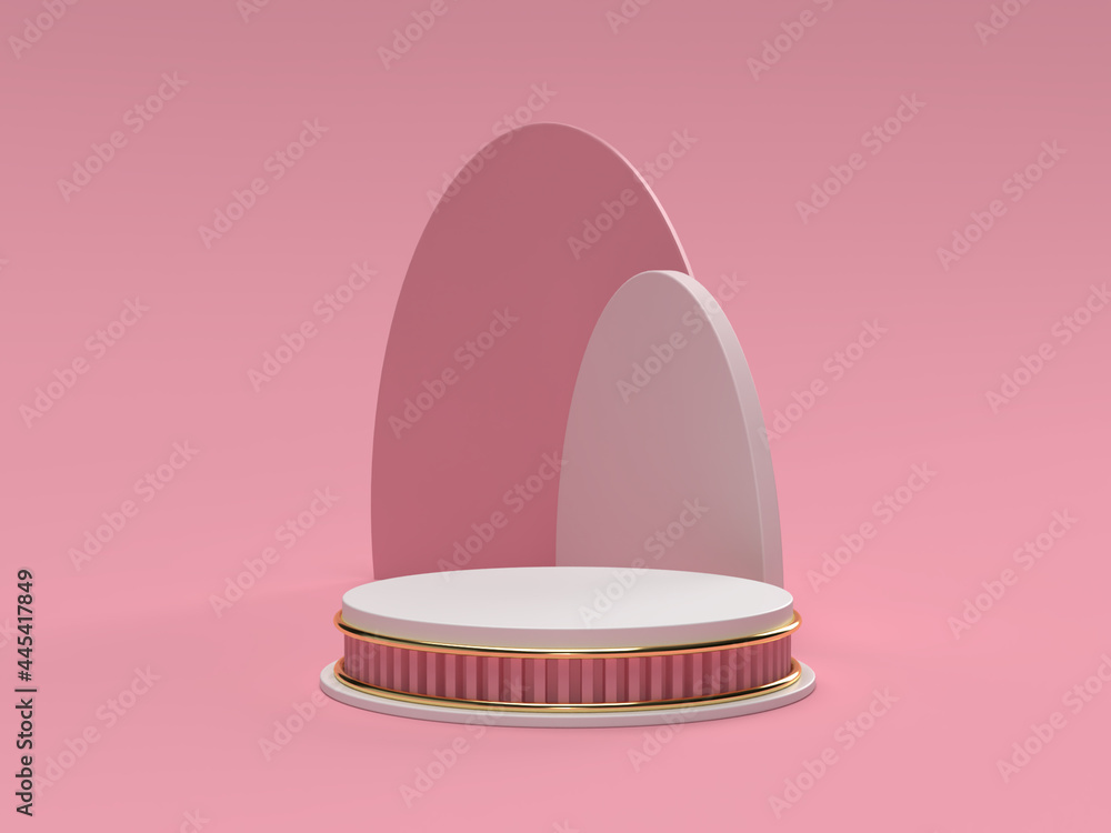 Pink Beauty products Stand or podium pedestal set for Cosmetic and skincare Packaging mockup minimal design on pink pastel background.concept cosmetic product.3d render.