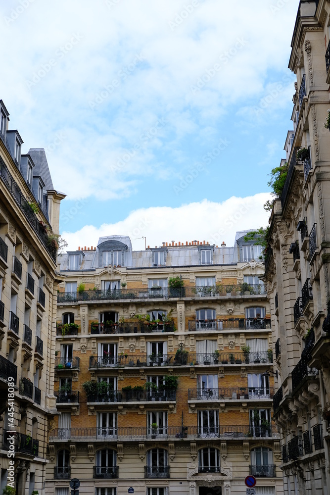 Some facades of some Parisian buildings in the south of Paris. the 12th July 2021, France.
