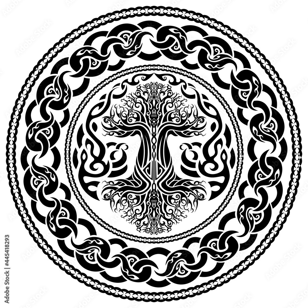 tribal viking amulet with yggdrasil in celtic style tribal viking amulet with yggdrasil in celtic style