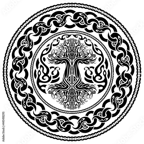 tribal viking amulet with yggdrasil in celtic style photo