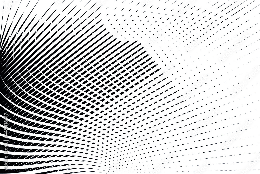 Abstract halftone dots and lines background, geometric dynamic pattern.