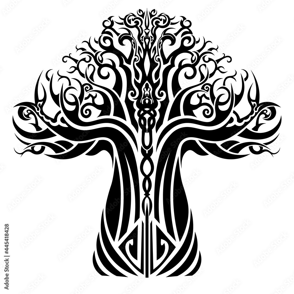 isolated tree of life in tribal celtic style isolated tree of life in tribal celtic style