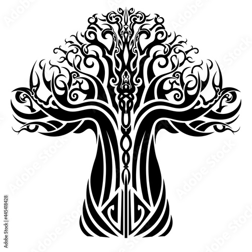 isolated tree of life in tribal celtic style