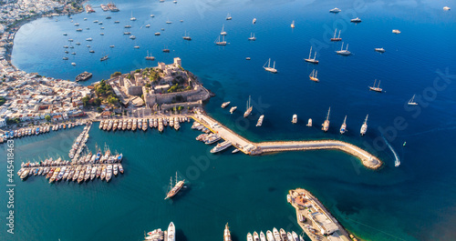 Aerial view of Bodrum on Turkish Riviera. View on Saint Peter Castle Bodrum castle and marina photo