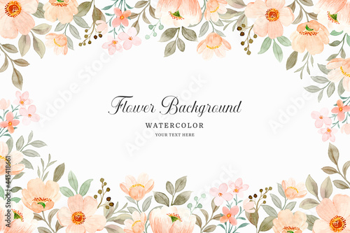 Blossoming flower background with watercolor