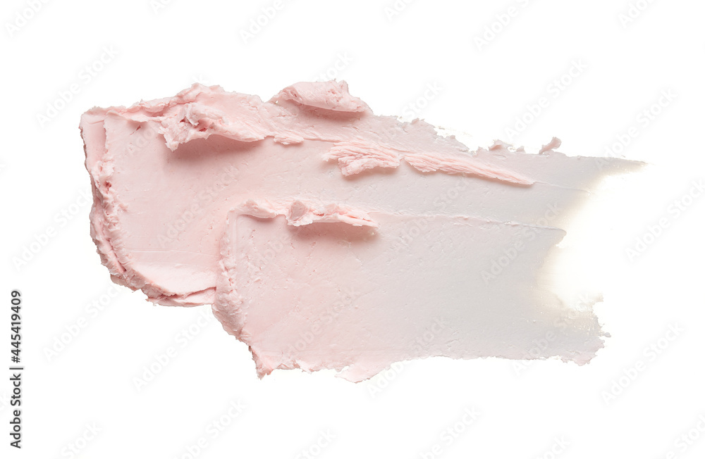 Gently pink smear and texture of face cream or acrylic paint isolated on white background Gently pink smear and texture of face cream or acrylic paint isolated on white background