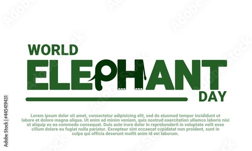 World elephant day typography with sample text, as banner or template, vector illustration.