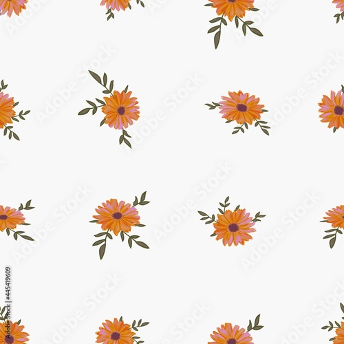 leaves and flowers seamless pattern