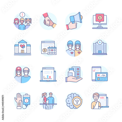 Helping the sick - colorful line design style icon set