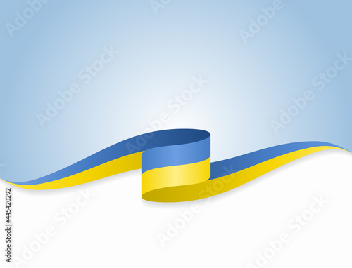 Ukrainian flag wavy abstract background. Vector illustration.