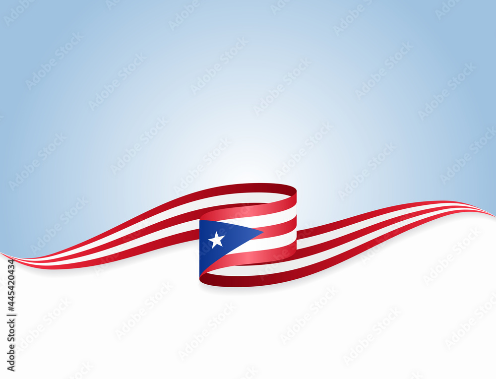 Ταπετσαρία Puerto Rican flag wavy abstract background. Vector illustration.