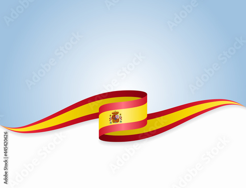 Spanish flag wavy abstract background. Vector illustration.