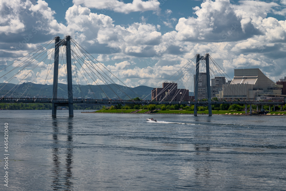 Obraz premium Bridges and buildings of Krasnoyarsk