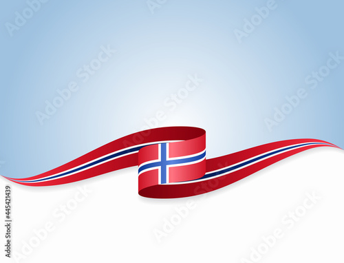 Norwegian flag wavy abstract background. Vector illustration.