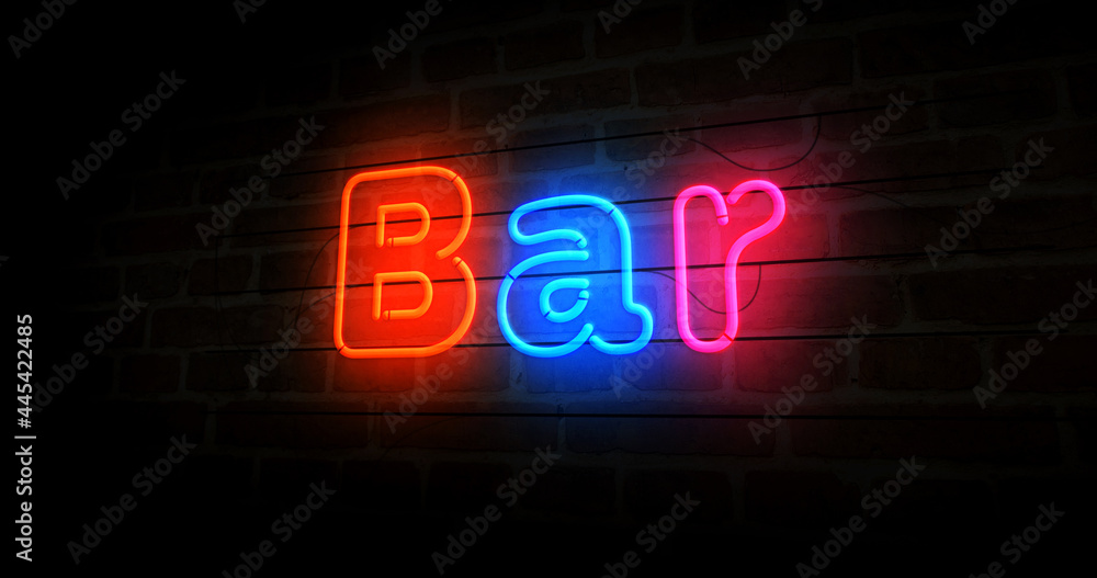 Bar neon light 3d illustration Bar neon light 3d illustration