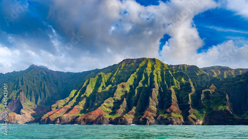 Beautiful Na Pali Coast view from boat ,Kauai island, Hawaii