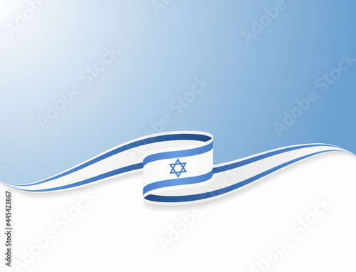 Israeli flag wavy abstract background. Vector illustration. photo