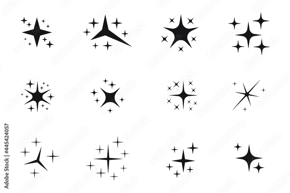 Set of shine icons, Clean star icons Set of shine icons, Clean star icons