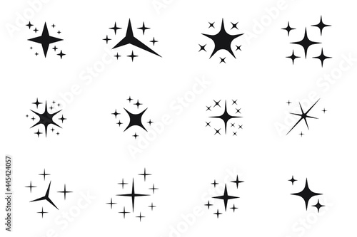 Set of shine icons  Clean star icons
