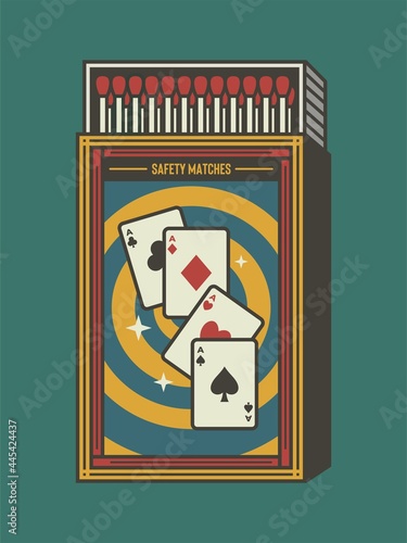 Matches and matchbox and  vector icon illustration. Vintage and unique matchbox packaging design