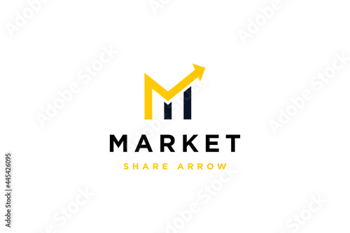Initial letter M logo design vector illustration. Letter M Marketing and investment icon. Usable for Business and Marketing Logos. Flat Vector Logo Design Template Element.