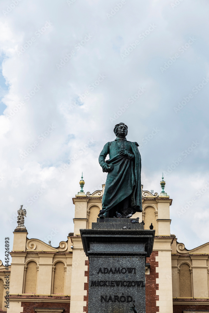 Obraz premium Adam Mickiewicz Monument in Krakow, Poland