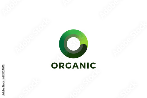 Letter o green color 3d organic recycling abstract logo design