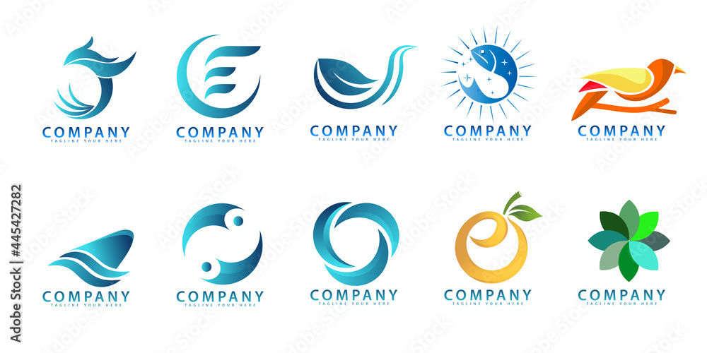 Obraz premium company logo set Mega collection logo abstract geometric business logo with gradient style