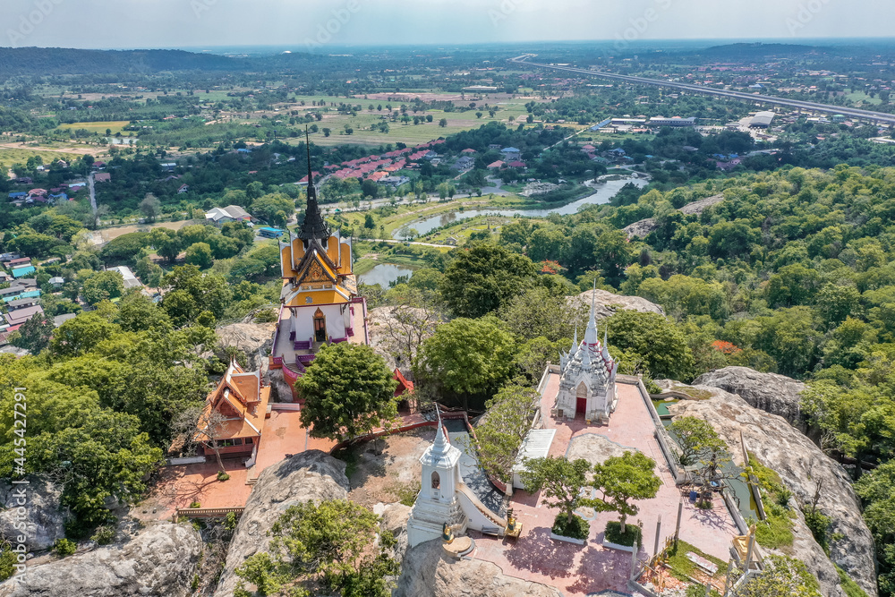 Aerial view of Wat Phra Phutthachai in Saraburi, Thailand
