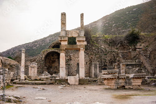 Abandoned structures at historic site, Ephesus, Turkey photo