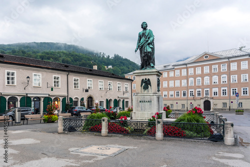 Austria, Salzburg State, Salzburg, Statue of Wolfgang Amadeus Mozart photo