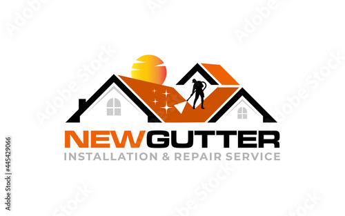 Illustration graphic vector of gutter installation and repair service logo design template