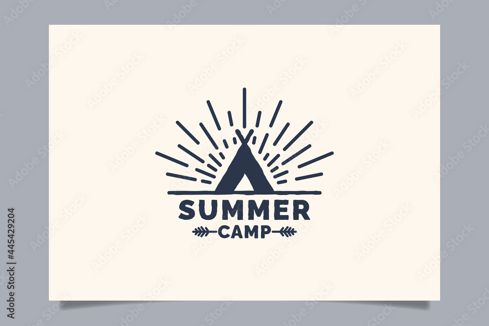 summer camp logo vector graphic for any business especially for outdoor activity, summer holiday, sport, adventure, etc.