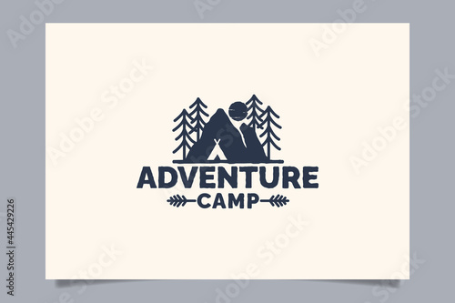 adventure camp logo vector graphic for any business especially for outdoor activity, summer holiday, sport, adventure, etc.