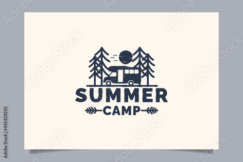 summer camp logo vector graphic for any business especially for outdoor activity, summer holiday, sport, adventure, etc.