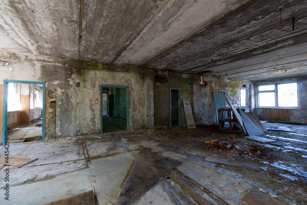 room in an empty abandoned building