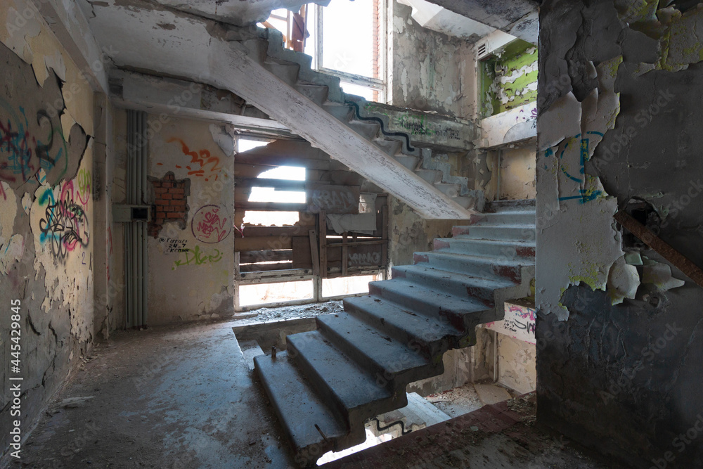 concrete stairwells in an abandoned building concrete stairwells in an abandoned building