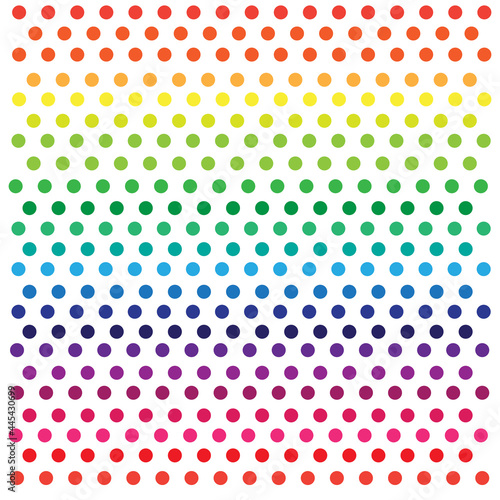 A small polka dot vector with rainbow colors scattered throughout the image.