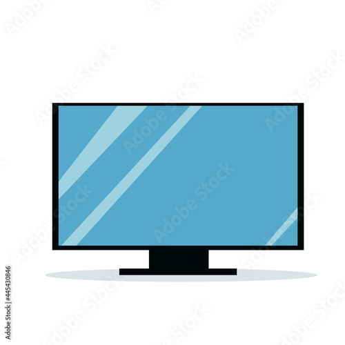 Illustration of a flat modern TV on a stand. Isolated