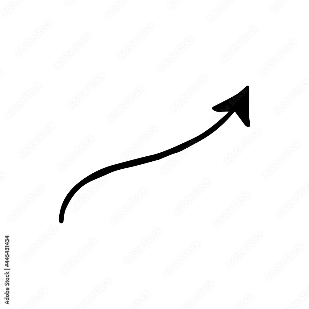 Vector of hand drawn arrow. Hand drawn doodle icon. Simple drawing element isolated on white background. Vector of hand drawn arrow. Hand drawn doodle icon. Simple drawing element isolated on white background.