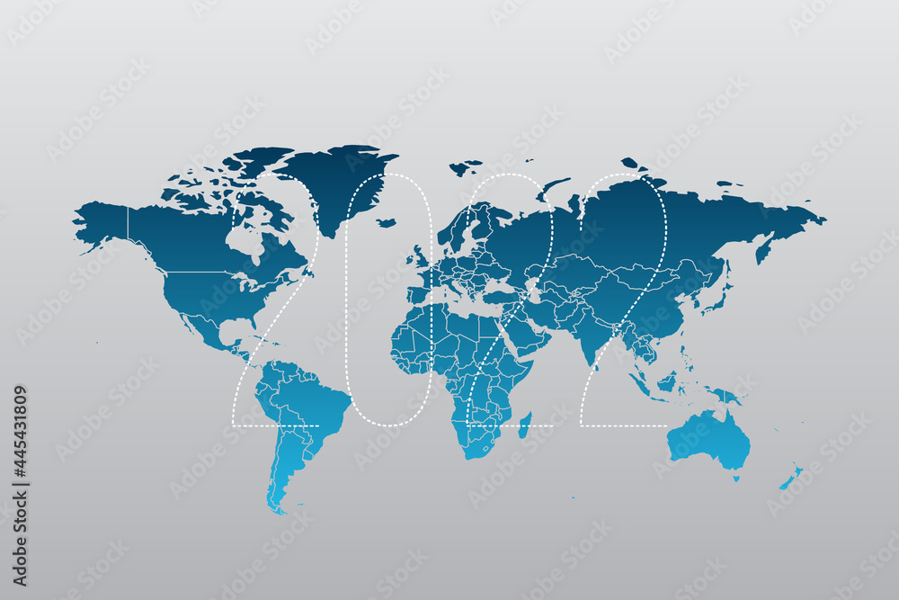 2022 World map infographic symbol. International illustration vector sign. Blue gradient global element for business, presentation, sample, web design, media, news, blog, report 2022 World map infographic symbol. International illustration vector sign. Blue gradient global element for business, presentation, sample, web design, media, news, blog, report