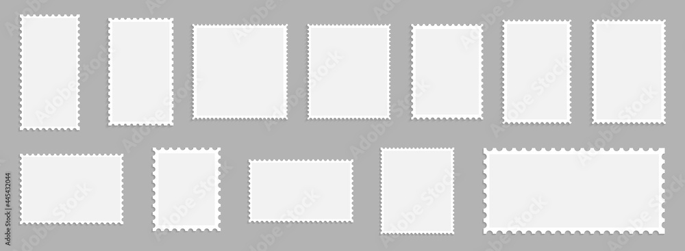 Blank set postage stamps collection. Vector illustration - obrazy, fototapety, plakaty 