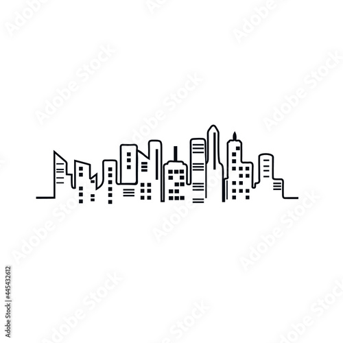 Modern cityscape continuous one line vector drawing. Metropolis architecture panoramic landscape. 