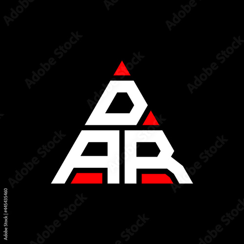 DAR triangle letter logo design with triangle shape. DAR triangle logo design monogram. DAR triangle vector logo template with red color. DAR triangular logo Simple, Elegant, and Luxurious Logo. DAR 