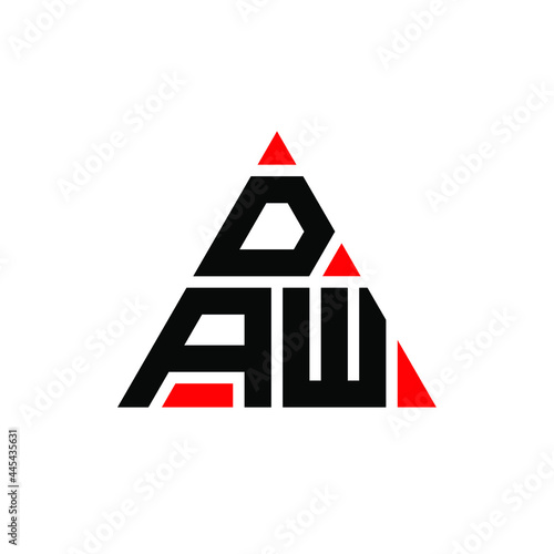 DAW triangle letter logo design with triangle shape. DAW triangle logo design monogram. DAW triangle vector logo template with red color. DAW triangular logo Simple, Elegant, and Luxurious Logo. DAW 
