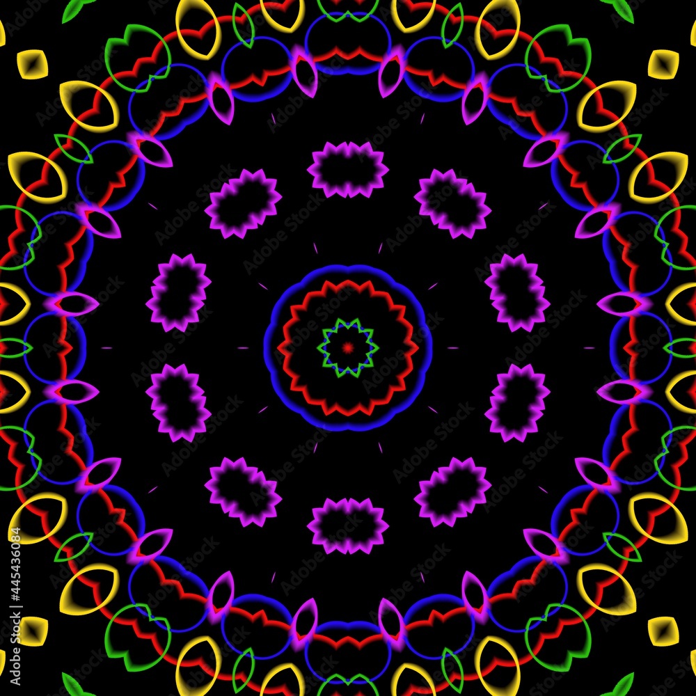 Mandala pattern design with black background. Mandala pattern design with black background.