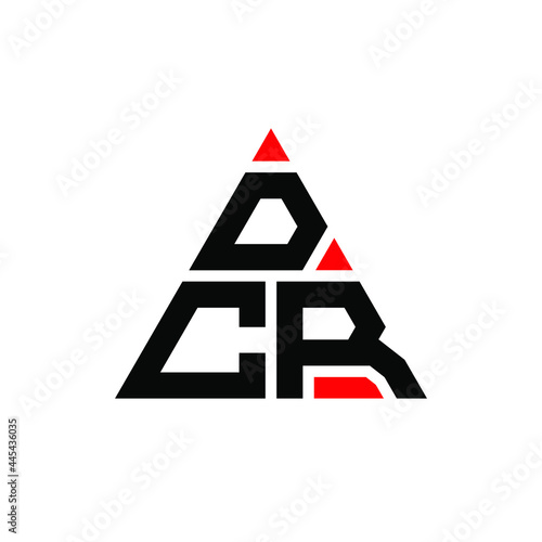 DCR triangle letter logo design with triangle shape. DCR triangle logo design monogram. DCR triangle vector logo template with red color. DCR triangular logo Simple, Elegant, and Luxurious Logo. DCR  photo